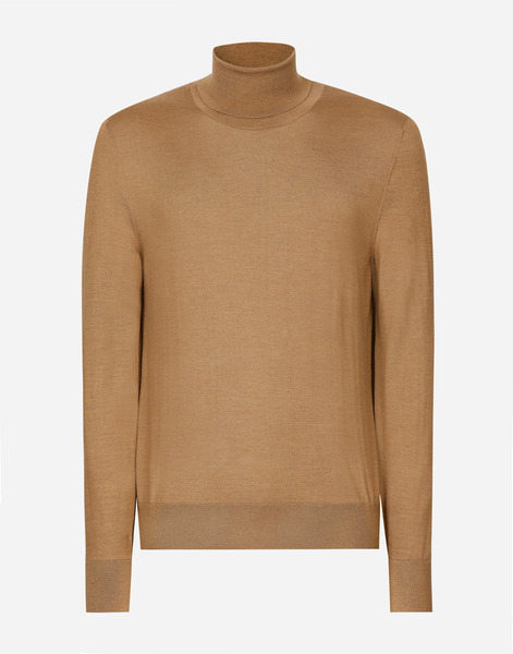  Dolce & Gabbana Cashmere And Silk Turtle-neck Sweater - Man Sweaters And Cardigans Beige 46 