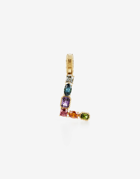  Dolce & Gabbana Charm L Alphabet In 18-karat Yellow Gold And Multicolored Gemstones - Woman Charms Gold Onesize 