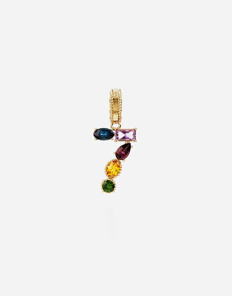  Dolce & Gabbana Charm 7 Lettering 18-carat Yellow Gold And Multicolored Gems - Woman Charms Gold Onesize 