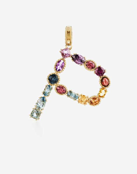  Dolce & Gabbana Charm P Lettering 18-carat Yellow Gold And Multicolored Gems - Woman Charms Gold Onesize 