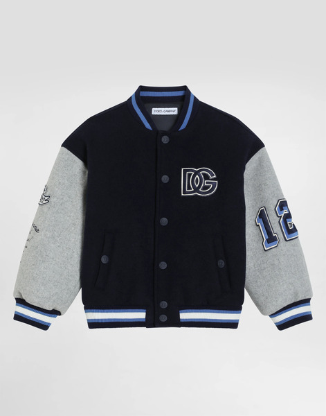  Dolce & Gabbana Cloth Bomber Jacket With Embroidery And Patch - Man Coats And Jackets Multi-colored 12 Years 