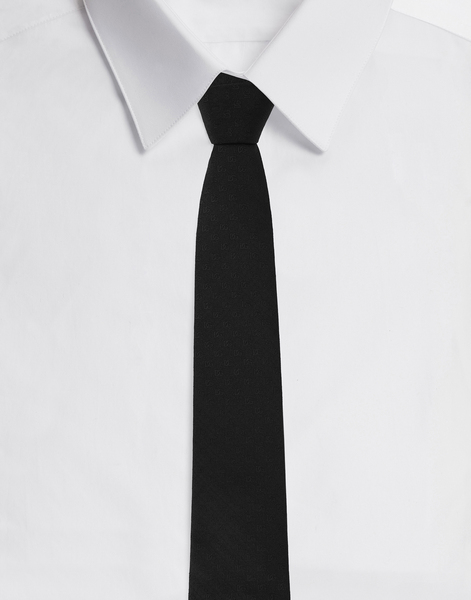  Dolce & Gabbana 8-cm Silk Jacquard Blade Tie With Dg Logo - Man Ties And Pocket Squares Black Silk Onesize 