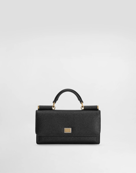  Dolce & Gabbana Dauphine-print Calfskin Mini Bag - Woman Clutches And Mini Bags Black Leather Onesize 