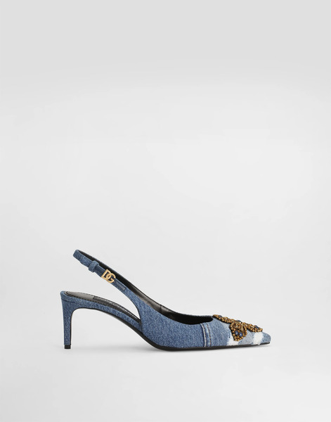  Dolce & Gabbana Denim Patchwork Slingback With Embroidery - Woman Pumps And Slingback Multi-colored 36 