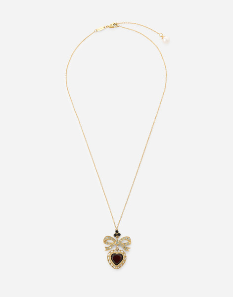  Dolce & Gabbana Devotion Pendant 18 Carat Yellow Gold, Red Garnet And Gray Sapphires - Woman Necklaces Gold Onesize 