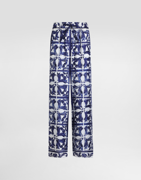  Dg Exclusive Dolce & Gabbana Majolica-print Silk Twill Vanity Trousers - Woman Pants And Shorts Print 50 