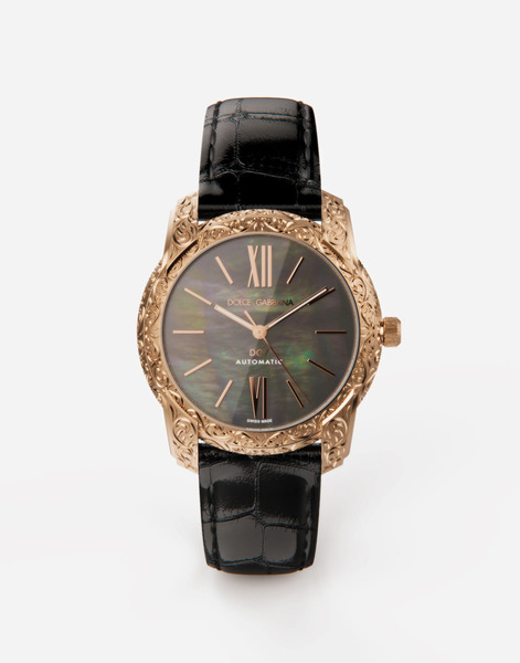  Dolce & Gabbana Dg7 Gattopardo Rose Gold Watch With Black Mother Of Pearl - Man Watches Black Onesize 