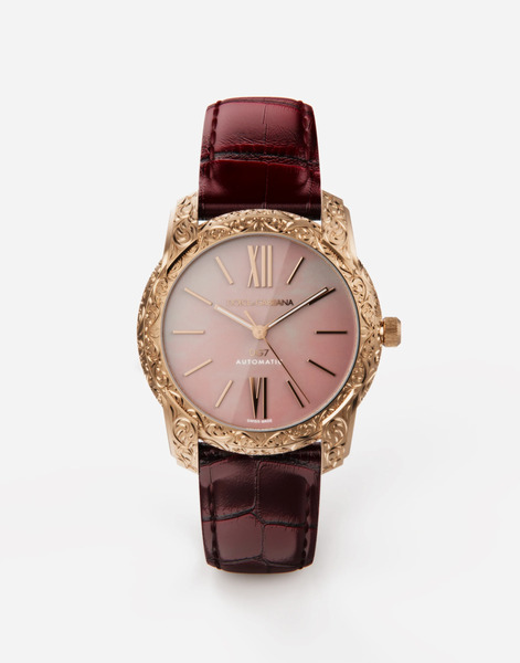  Dolce & Gabbana Dg7 Gattopardo Rose Gold Watch With Pink Mother Of Pearl - Man Watches Burgundy Onesize 