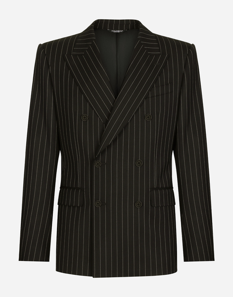  Dolce & Gabbana Double-breasted Pinstripe Stretch Wool Sicilia-fit Suit - Man Suits And Blazers Multicolor Wool 50 