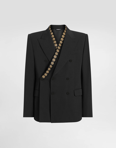  Dolce & Gabbana Double-breasted Sicilia Bistrecht Wool Canvas Jacket - Man Suits And Blazers Grey Wool 48 
