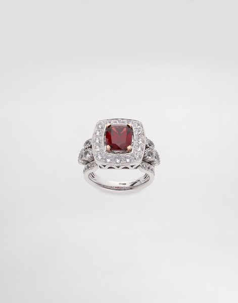  Dolce & Gabbana Eleganza Ring 18-carat White And Rose Gold, Garnet, And Sapphires - Woman Rings White 60 