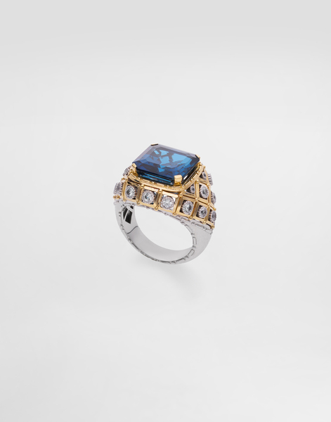  Dolce & Gabbana Eleganza Ring 18-carat White And Yellow Gold, Topazes, And Sapphires - Woman Rings Gold 70 