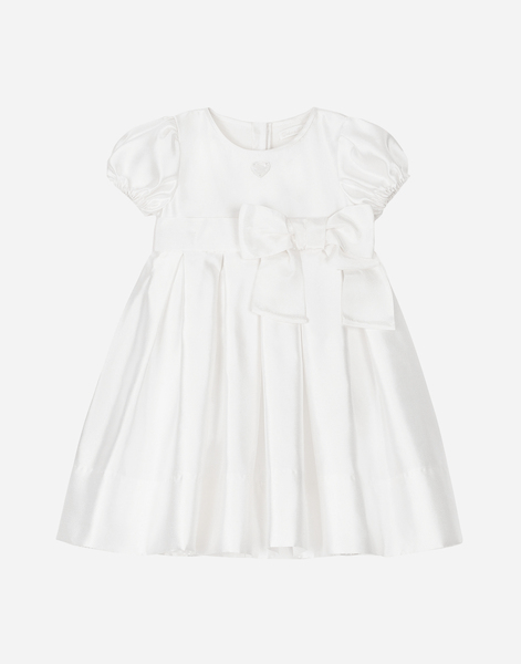  Dolce & Gabbana Empire-line Silk Mikado Christening Dress With Short Sleeves - Man Topwear White Silk 3 Months 