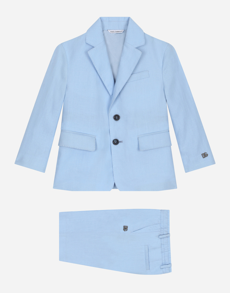  Dolce & Gabbana Ensambles 2 Bottoni - Man Suits Light Blue Linen 12 Years 