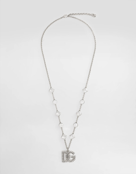  Dolce & Gabbana Fine Link Necklace With Rhinestone-detailed Dg Logo And Accents - Woman Bijoux Silver Metal Onesize 