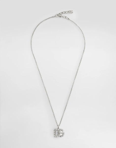  Dolce & Gabbana Fine Link Necklace With Rhinestone-detailed Dg Logo - Woman Bijoux Silver Metal Onesize 