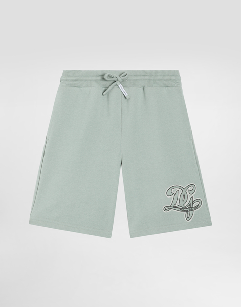  Dolce & Gabbana Fleece Bermuda Shorts With Dg Canvas Embroidery - Man Trousers And Shorts Green 8 Years 