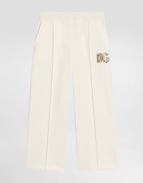  Dolce & Gabbana Fleece Trousers With Dg Embroidery And Rhinestones - Woman Trousers And Skirts White 10 Years 