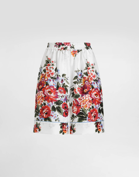  Dolce & Gabbana Flower Bouquet-print Twill Vanity Bermuda Shorts - Woman Pants And Shorts Multicolor 42 