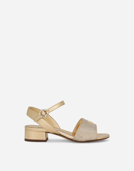  Dolce & Gabbana Foiled Nappa Leather Sandals With Fusible-rhinestones - Woman Shoes (27-40) Gold Leather 32 
