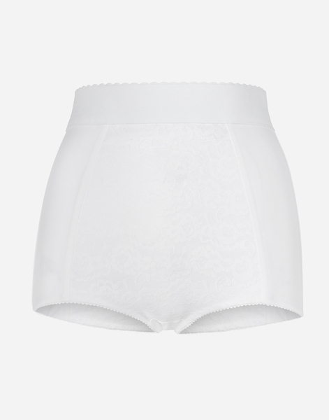  Dolce & Gabbana High-waisted Shaper Panties In Jacquard And Satin - Woman Pants And Shorts White Satin 44 