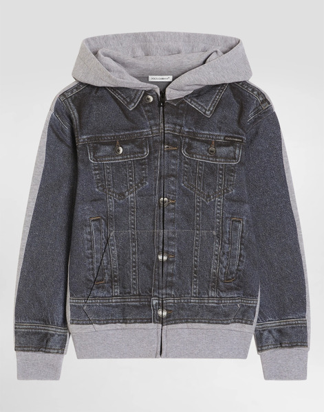  Dolce & Gabbana Hooded Sweatshirt With Denim-effect Print - Man T-shirts And Sweatshirts Multi-colored 3 Years 