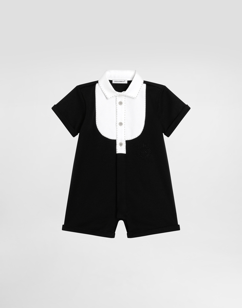  Dolce & Gabbana Interlock And Piqué Romper With Bee And Dg Logo Embroidery - Man Gift Sets And Babygrows Multi-colored 18/24 Months 