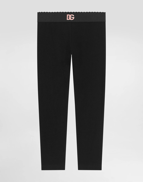  Dolce & Gabbana Interlock Leggings With Dg Logo Embroidery - Woman Trousers And Skirts Black 10 Years 