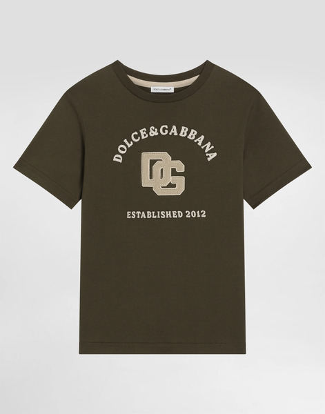 Dolce & Gabbana Jersey T-shirt With Embroidered Appliqué - Man T-shirts And Sweatshirts Grey 5 Years 