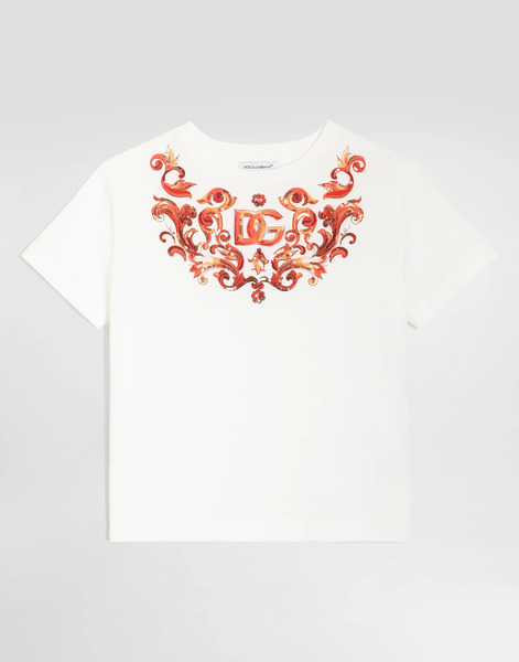  Dolce & Gabbana Jersey T-shirt With Print And Sequin Embroidery - Woman T-shirts And Sweatshirts White 10 Years 