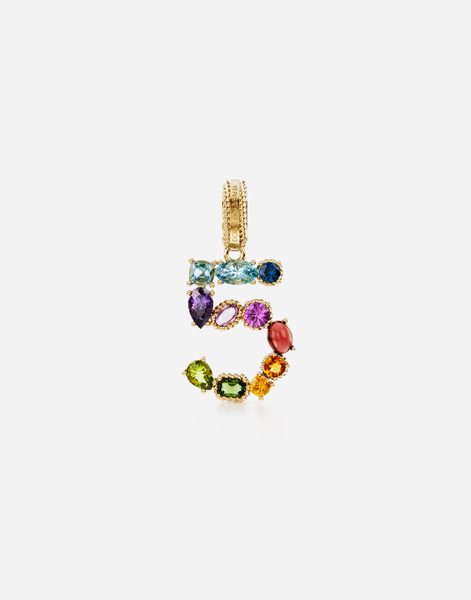  Dolce & Gabbana 18 Kt Yellow Gold Rainbow Pendant With Multicolor Finegemstones Representing Number 5 - Woman Charms Gold Onesize 