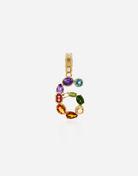  Dolce & Gabbana 18 Kt Yellow Gold Rainbow Pendant With Multicolor Finegemstones Representing Number 6 - Woman Charms Gold Onesize 
