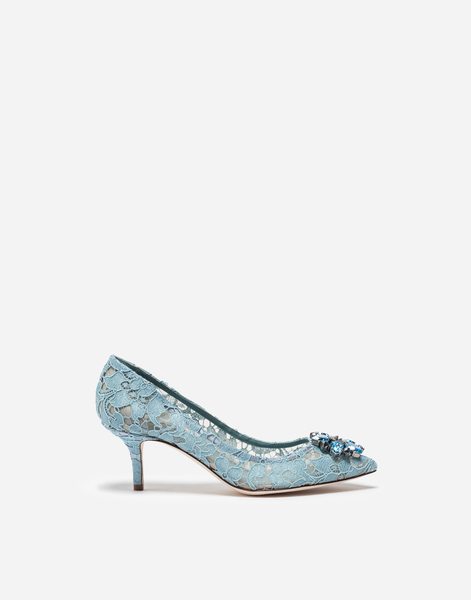  Dolce & Gabbana Lace Rainbow Pumps With Brooch Detailing - Woman Pumps And Slingback Light Blue Lace 40.5 