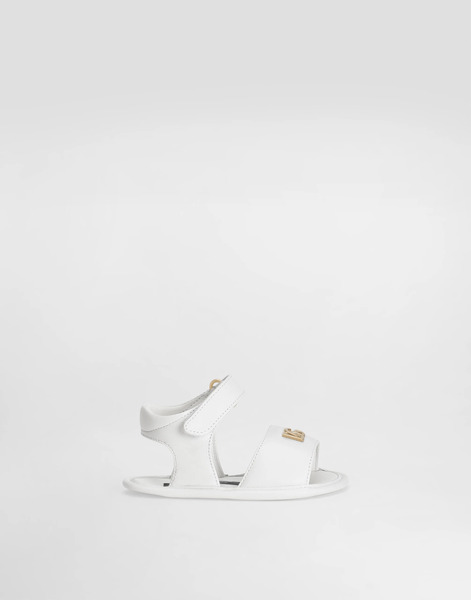  Dolce & Gabbana Lambskin Nappa Sandals With Dg Logo - Woman Newborn Girls' Shoes (16-20) White Leather 17 