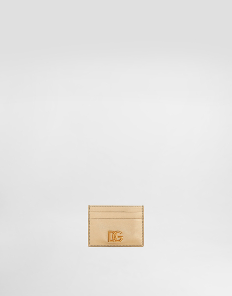  Dolce & Gabbana Laminated Calfskin Card Holder With Dg Logo - Woman Wallets And Small Leather Goods Gold Onesize 