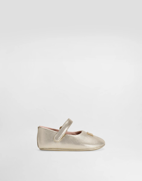  Dolce & Gabbana Laminated Nappa Leather Ballet Flats - Woman Newborn Girls' Shoes (16-20) Grey Leather 17 