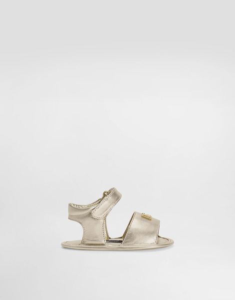  Dolce & Gabbana Laminated Nappa Leather Sandals - Woman Newborn Girls' Shoes (16-20) Grey Leather 16 