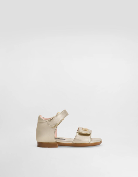  Dolce & Gabbana Laminated Nappa Leather Sandals - Woman Shoes For First Steps (19-26) Grey Leather 25 