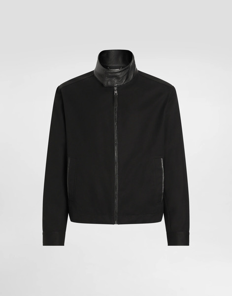  Dolce & Gabbana Leather And Technical Fabric Jacket With A High Neck And Tag - Man Coats And Jackets Black 56 