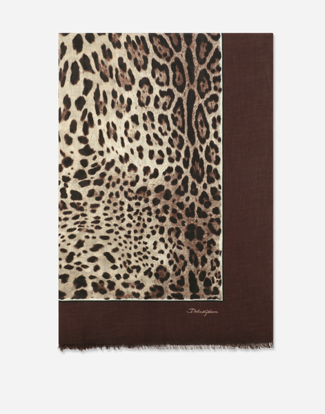  Dolce & Gabbana Leopard-print Modal And Cashmere Scarf (135x200) - Woman Scarves And Silks Brown Modal Onesize 