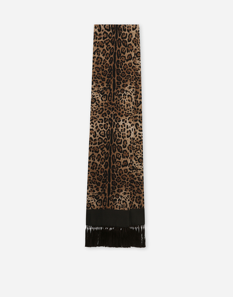  Dolce & Gabbana Leopard-print Silk Scarf With Fringing - Man Scarves And Silks Animal Print Cotton Onesize 