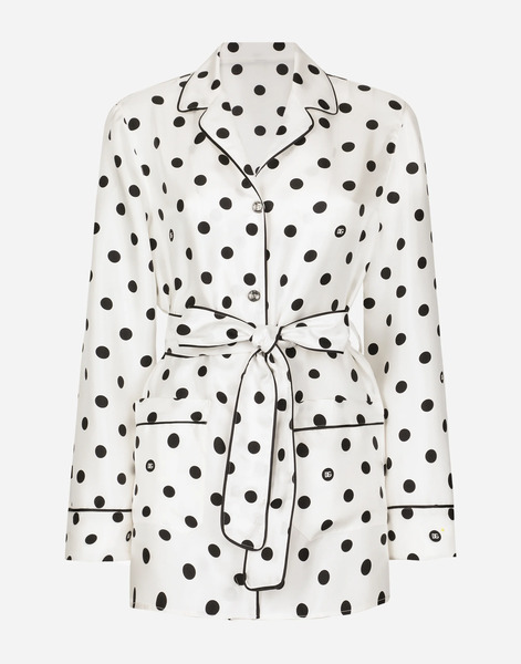  Dolce & Gabbana Long-sleeved Silk Pajama Shirt With Polka-dot Print - Woman Shirts And Tops Print 42 