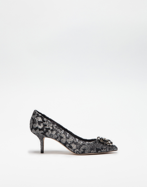  Dolce & Gabbana Lurex Lace Rainbow Pumps With Brooch Detailing - Woman Pumps And Slingback Grey 38.5 
