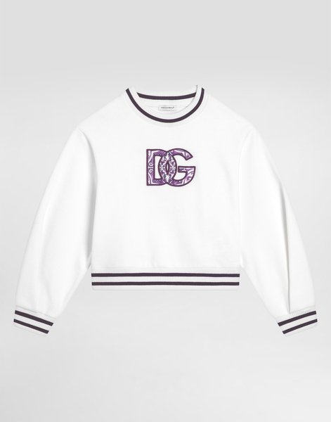  Dolce & Gabbana Majolica-print Crew Neck Sweatshirt With Dg Embroidery - Woman T-shirts And Sweatshirts White 3 Years 