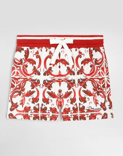  Dolce & Gabbana Majolica-print Fleece Bermuda Shorts - Man Trousers And Shorts Multicolor 12/18 Months 