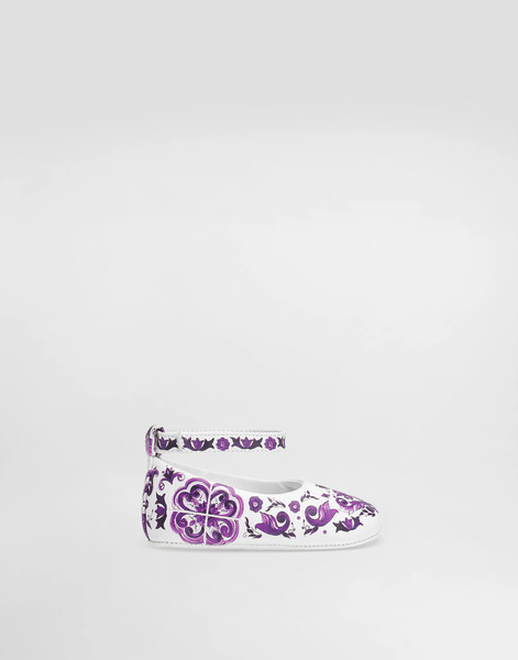  Dolce & Gabbana Majolica-print Nappa Leather Ballet Flats - Woman Newborn Girls' Shoes (16-20) Multicolor Leather 18 