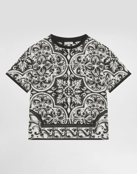  Dolce & Gabbana Majolica-print Short-sleeved T-shirt - Man T-shirts And Sweatshirts Multicolor 5 Years 
