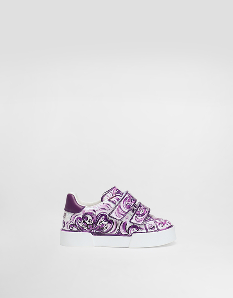  Dolce & Gabbana Majolica-print Sneaker In Nappa Calfskin - Woman Shoes For First Steps (19-26) Multicolor 25 