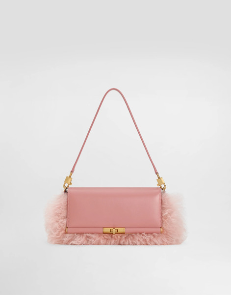  Dolce & Gabbana Marlene Shearling And Palmellato Calfskin Shoulder Bag - Woman Clutches And Mini Bags Multicolor Onesize 