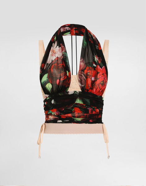  Dolce & Gabbana Marquisette And Chiffon Corset Top With Floral Print - Woman Shirts And Tops Print 46 